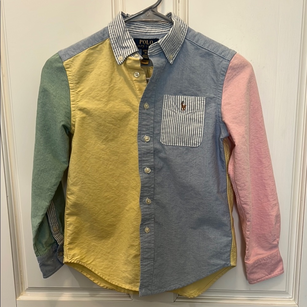 VGUC Boys Polo Ralph Lauren Oxford Fun shirt. Size small . Size 8